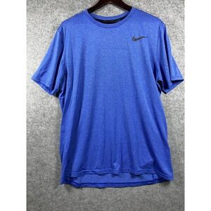 Nike Dri-FIT Mens Large Blue Heathered Performance Training T-Shirt Standard Fit